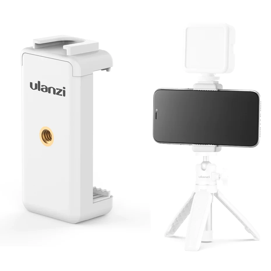 Ulanzi ST-07 Phone Holder Plastic W/ Cold Shoe White 1 Ulanzi ST-07 Phone Holder Plastic W/ Cold Shoe White