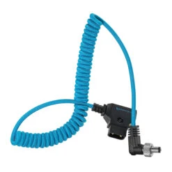 Kondor Blue Coiled D-Tap To Locking DC 2.5mm Right Angle Cable