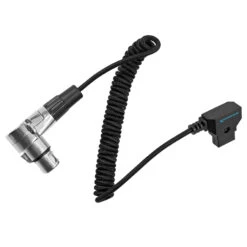 Kondor Blue D-Tap To 4 Pin XLR Female Right Angle Coiled Power Cable