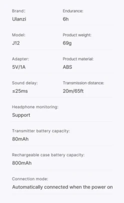 Ulanzi J12 Wireless Microphone Set W/ 2 Transmitters And USB-C -Cinegear Shop 12