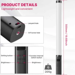 Ulanzi VL119 RGB Tube Light XL W/ Handvat -Cinegear Shop 3181 9132 4353 a894 8e76530a22bd 76e1d348 f7c7 454a 8d2a 7c913491ea87