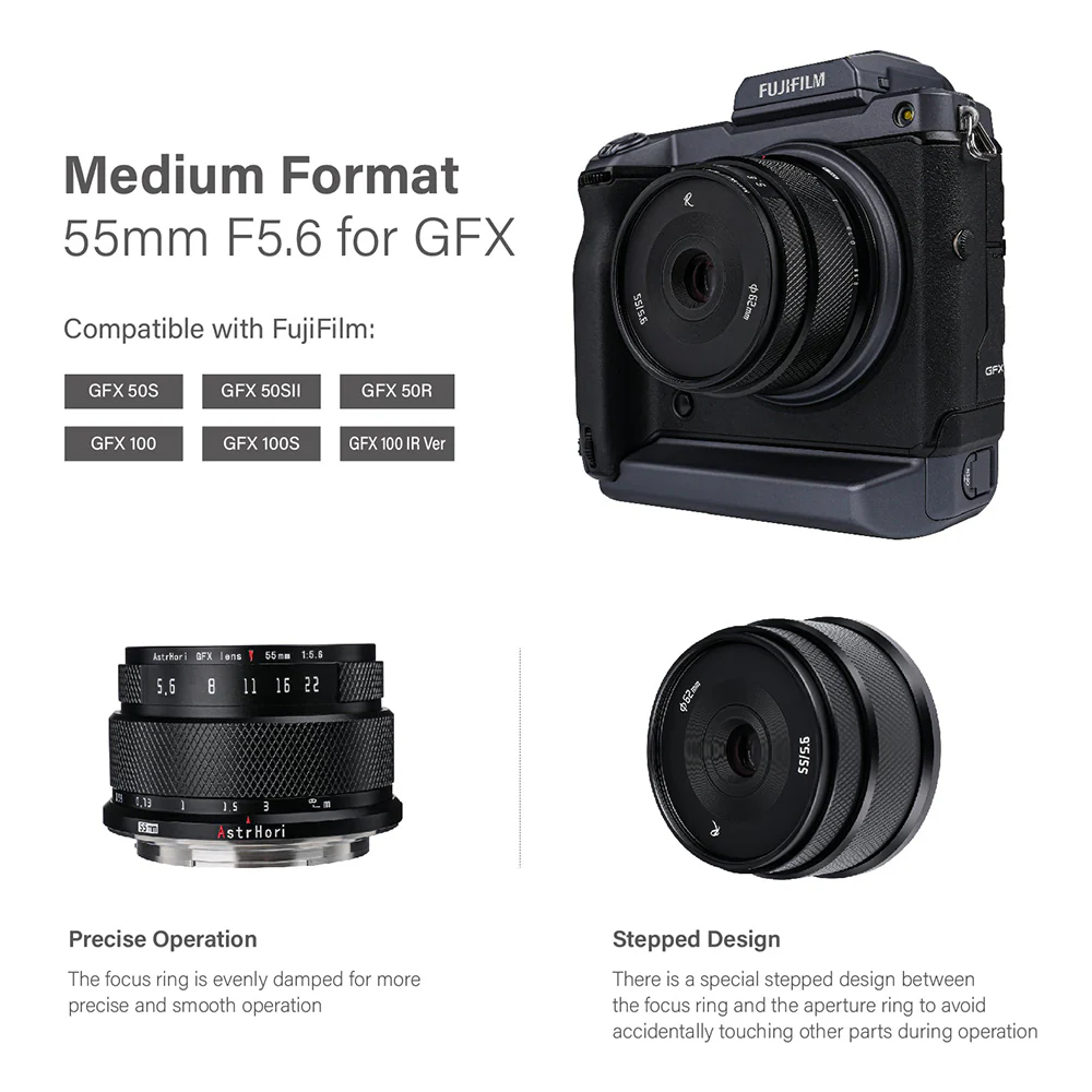 Astrhori 55mm F5.6 Medium Format Lens For GFX (FUJIFILM G) 4 Astrhori 55mm F5.6 Medium Format Lens For GFX (FUJIFILM G) - Image 4