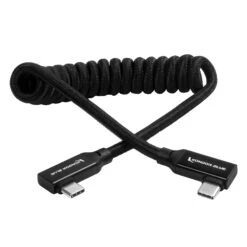 Kondor Blue 12-24 Coiled USB C 3.1 Right Angle Braided Cable For 8K Data And Power Delivery” -Cinegear Shop KON USBC CRA BK 2