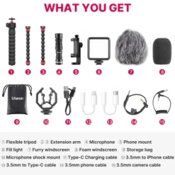 Ulanzi Octopus Vlog Kit: Tripod Phone Holder Mic + Lamp 17 Ulanzi Octopus Vlog Kit: Tripod Phone Holder Mic + Lamp -Cinegear Shop d6af 4340 4463 b9d0 5216b3e47a3f 84a8e24e 77ce 4187 881e a1c0627ac630