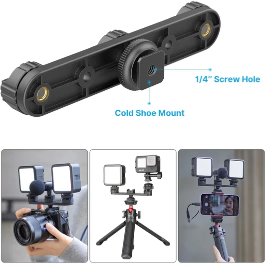 Ulanzi PT-23 Triple Cold Shoe Bracket For Tripod Of Camera 9 Ulanzi PT-23 Triple Cold Shoe Bracket For Tripod Of Camera - Image 9