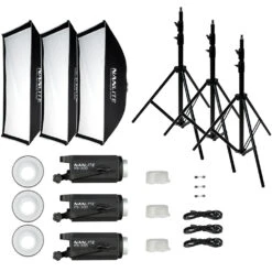 Nanlite FS300 LED Tripple Kit (w/ Case, Light Stand, Fresnel And Softbox)