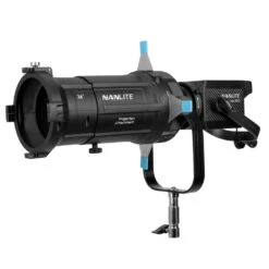Nanlite Projection Attachment For Bowens Mount With 36°Lens -Cinegear Shop nl pj bm 36 with nl fz300 side