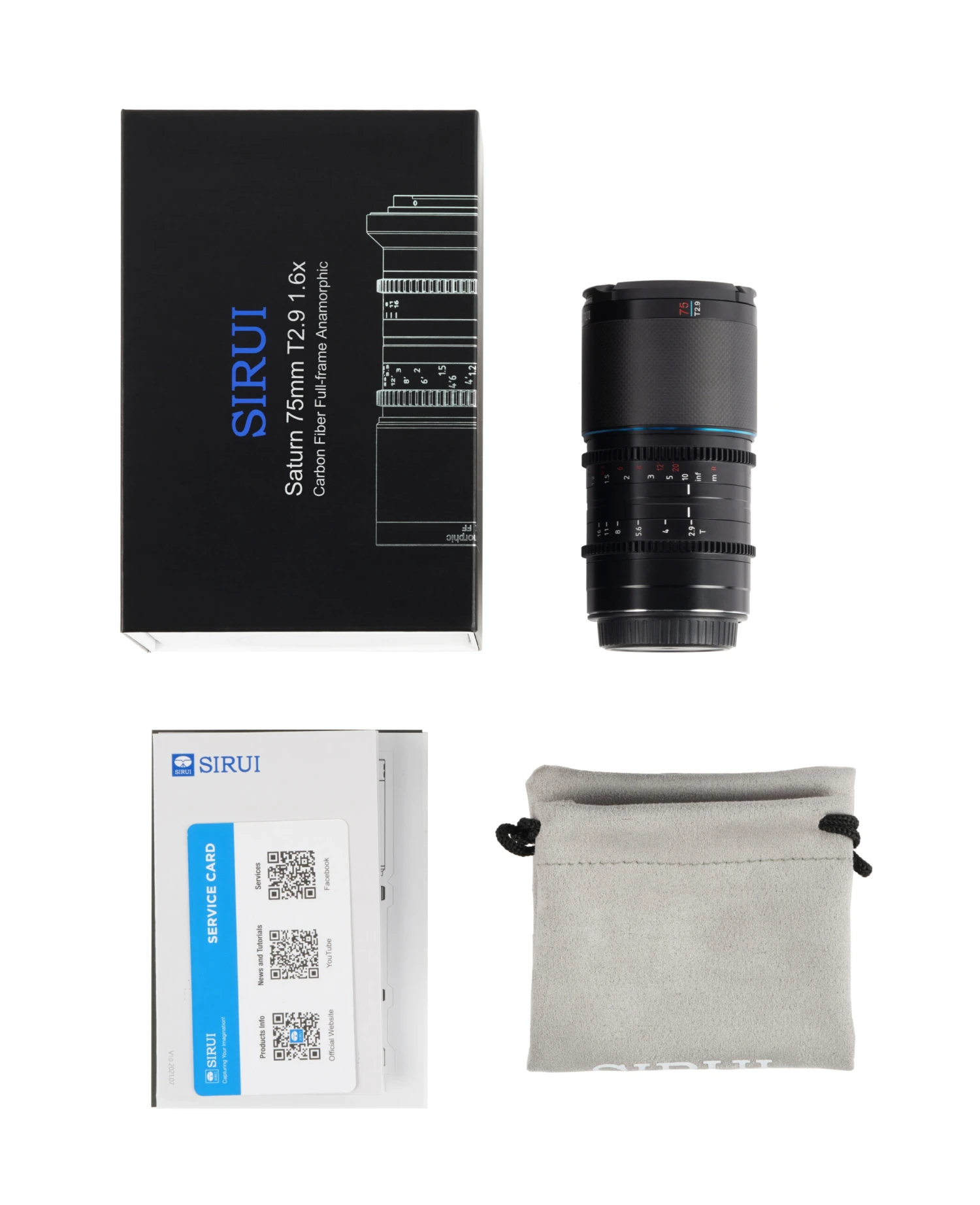 Sirui 75mm T2.9 Blue Flare 1.6X FF Anamorphic RF Mount (Carbon Fiber) 7 Sirui 75mm T2.9 Blue Flare 1.6X FF Anamorphic RF Mount (Carbon Fiber) - Image 7